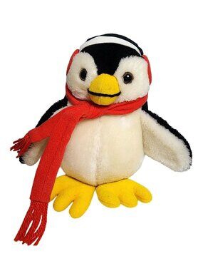 Vintage Heartline Snuggables Penguin Christmas Winter Holiday Plush Animal